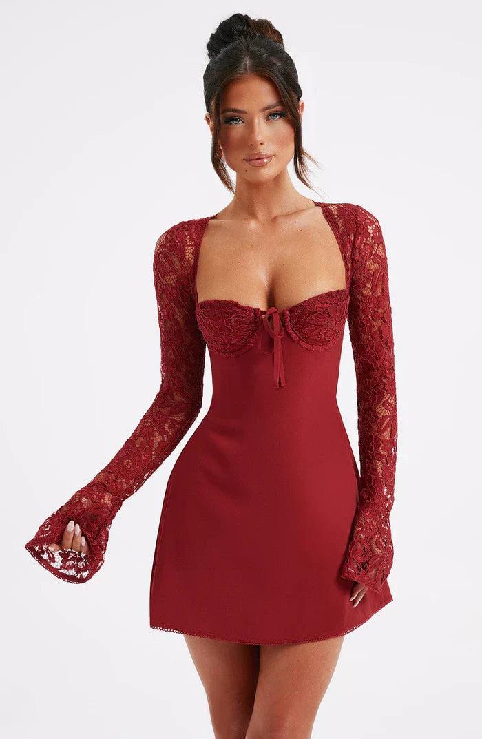 Charmante Lace Sleeves Dress