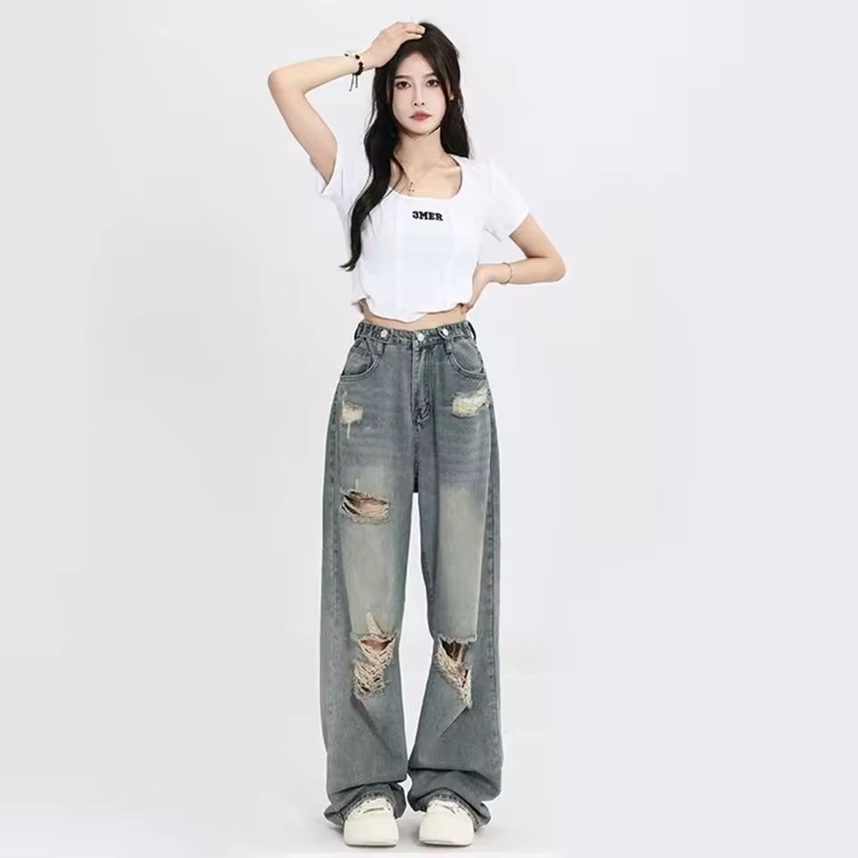 Hole-Punched Jeans