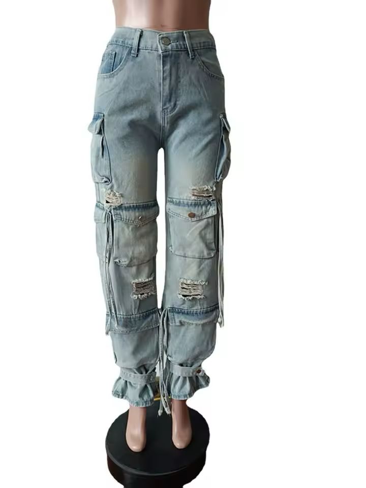Multi Pockets Denim Jeans