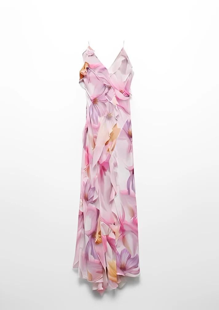Pink Ruffled Floral Dress