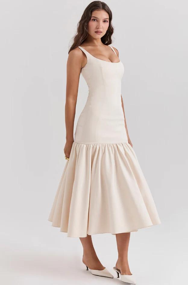 Vintage Cream Dropped Waist