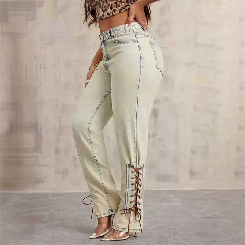 Butterfly Lace-Up Jeans