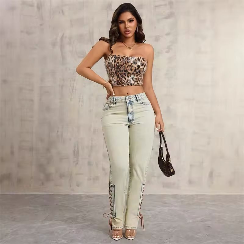 Butterfly Lace-Up Jeans