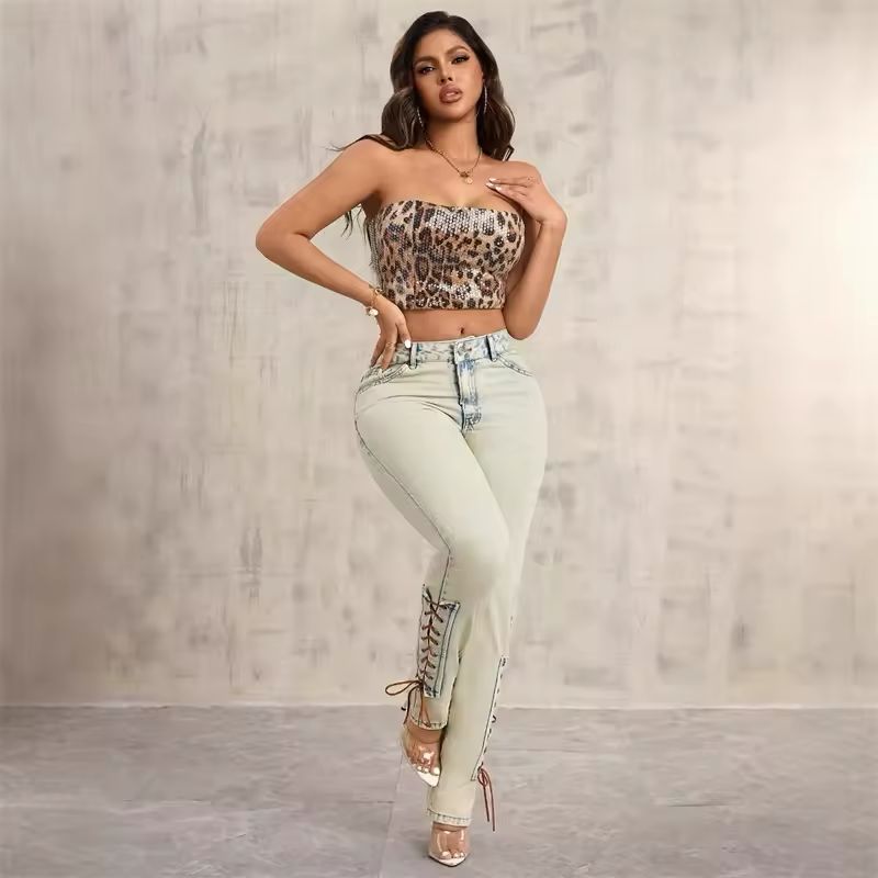 Butterfly Lace-Up Jeans