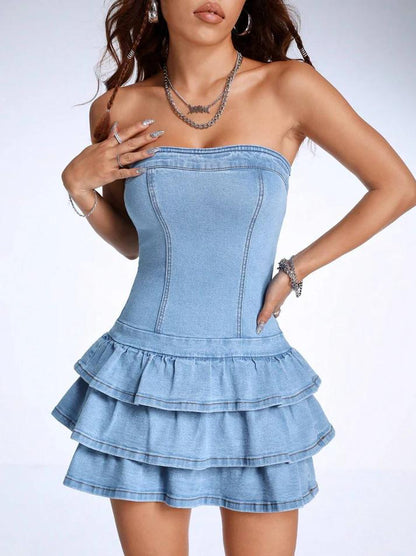 Denim Ruffle Dress