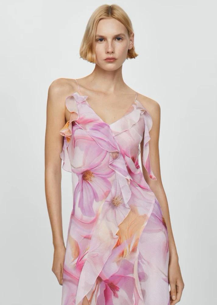 Pink Ruffled Floral Dress