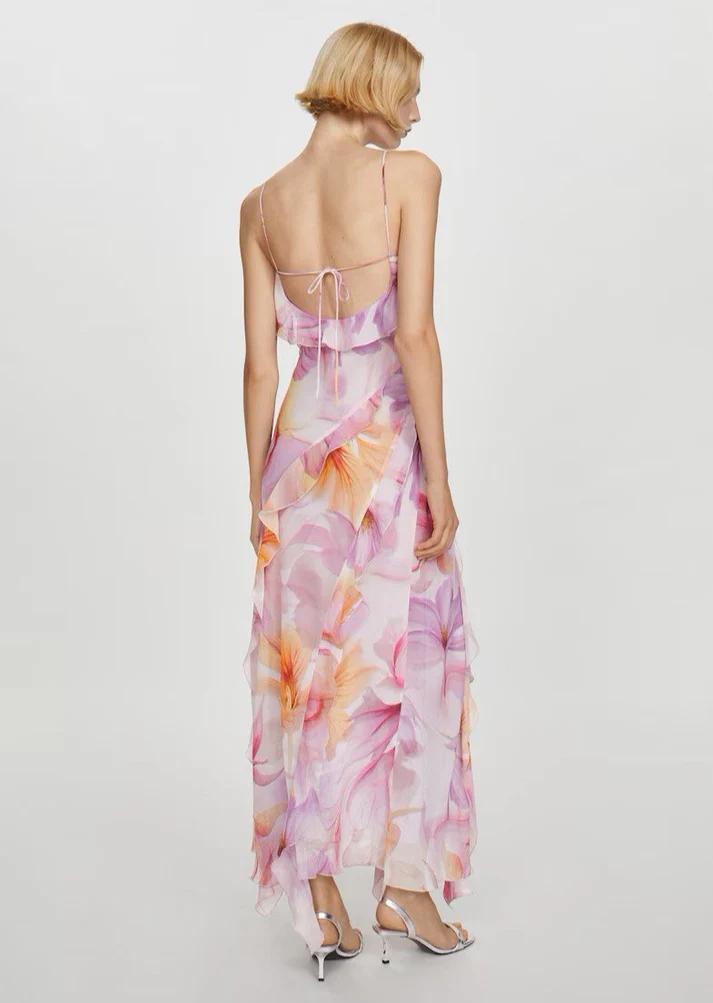 Pink Ruffled Floral Dress