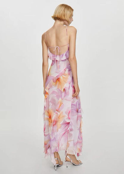 Pink Ruffled Floral Dress