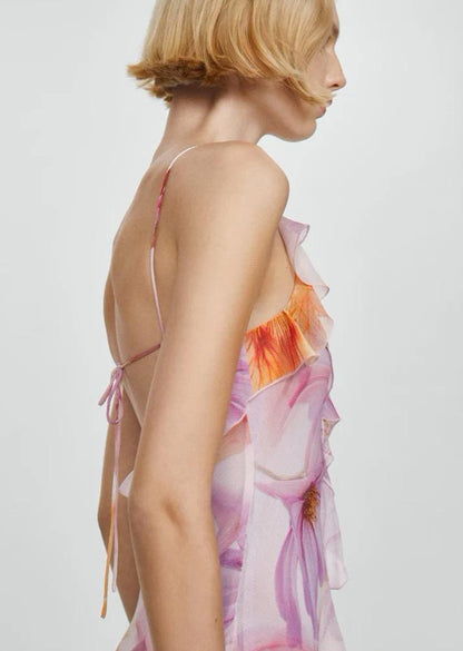 Pink Ruffled Floral Dress