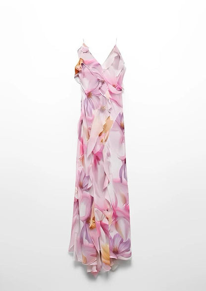 Pink Ruffled Floral Dress