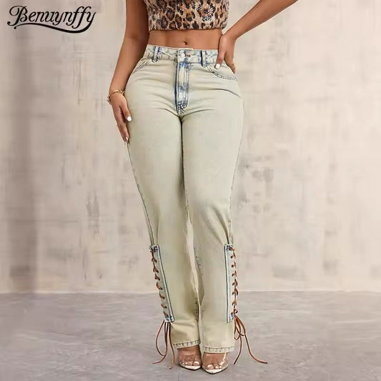 Butterfly Lace-Up Jeans